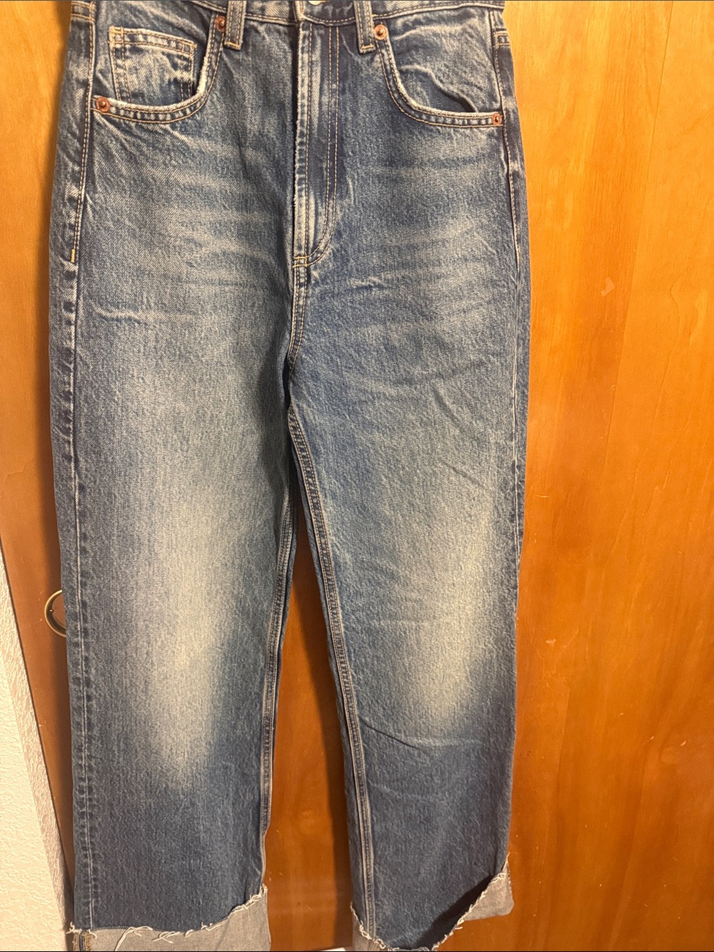 Zara Blue Wide-Leg Washed Jeans - Picture 5 of 7